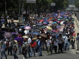 Los maestros marchan en la Ciudad de México en rechazo a la reforma educativa. EFE / J. Méndez