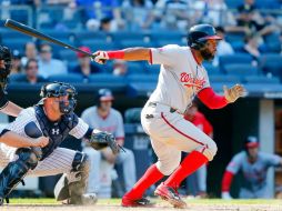 Yankee Stadium. Denard Span remolcó la carrera de la victoria para los Nacionales de Washington.  /  J. McLsaac