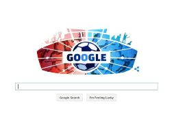 El doodle futbolero hace referencia a la bandera chilena con mosaicos de jugadores. ESPECIAL / google.com.mx