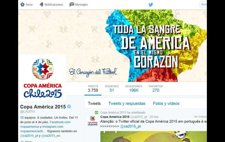 Con banderitas, la red social muestra su apoyo a distintas selecciones. ESPECIAL / twitter.com/CA2015