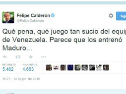 Las reacciones en contra de Calderón inundaron la red social, en la que se hizo tendencia el nombre del ex presidente. TWITTER / @FelipeCalderon