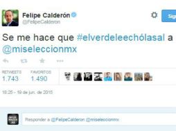 El mensaje ha sido retuiteado cientos de veces. TWITTER / @FelipeCalderon.