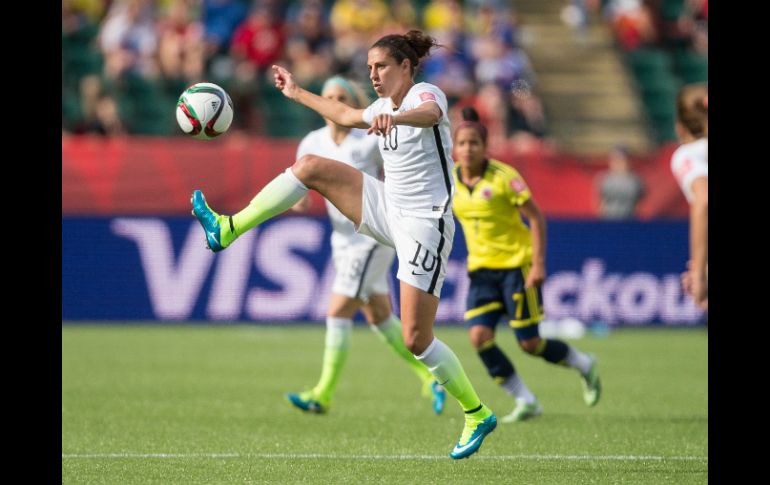 Carli Lloyd metió el segundo gol del equipo, que se medirá el viernes a China en Ottawa. AFP / G. Robins