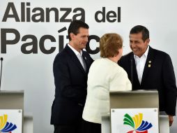 Michelle Bachelet, Ollanta Humala y Enrique Peña Nieto siguieron los trabajos a pesar de la ausencia de Juan Manuel Santos. AFP / C. Bouroncle