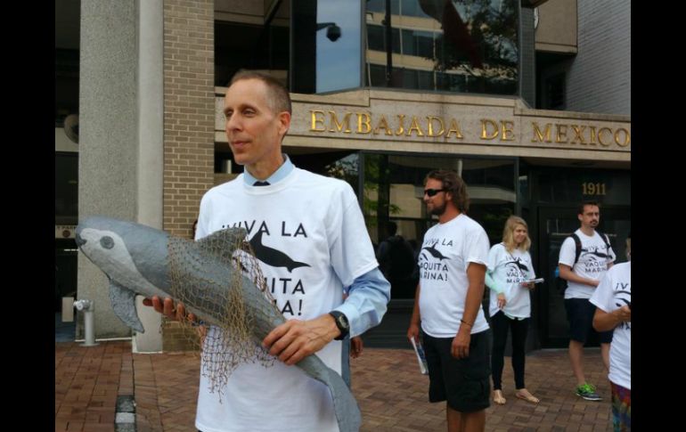 Activistas se congregaron frente a la embajada mexicana para pedir una prohibición permanente del comercio de las especies. TWITTER / @greenpeaceusa