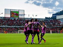 Así celebraron los Diablos el 'hattrick' de Uribe. TWITTER / @TolucaFC