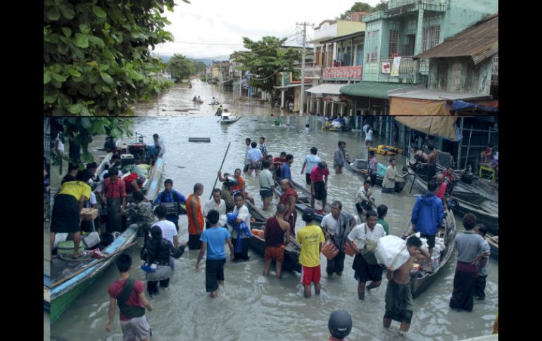 Las inundaciones dejan a miles de personas atrapadas en aldeas remotas y la destrucción completa de sus medios de sustento. EFE / M. Kyaw