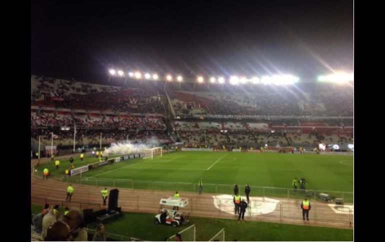 Los Tigres llegaron al estadio Monumental sin contratiempos luego de ser escoltados. TWITTER / @CARPoficial