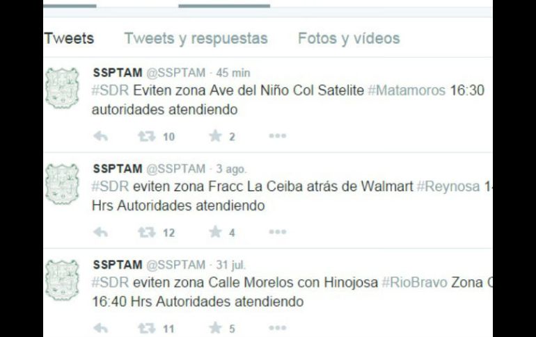 El pasado lunes, la dependencia alertó sobre una situación de riesgo en Reynosa; más tarde informaron que se trataba de bloqueos. TWITTER / @SSPTAM