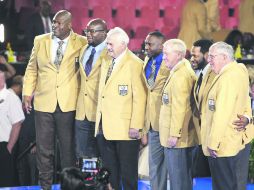 Galardonados. Charles Haley, Will Shields, Mick Tingelhoff, Tim Brown, Bill Polian, Jerome Bettis y Ron Wolf. AP / B. Rossiter