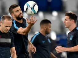 La plantilla del Barça entrena en el estadio Boris Paichadze, de Tiflis.. AFP / K. Kudryavtsev