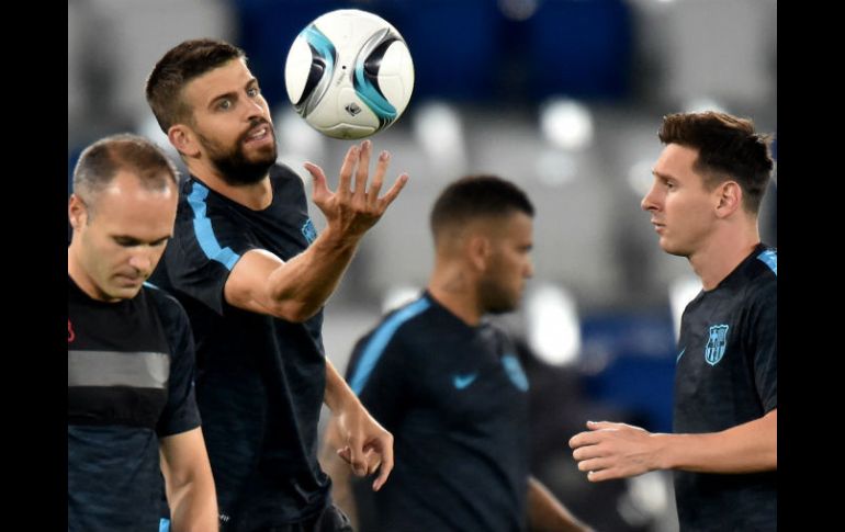 La plantilla del Barça entrena en el estadio Boris Paichadze, de Tiflis.. AFP / K. Kudryavtsev