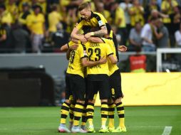 El Borussia Dortmund celebra la goleada 4-0 al Borussia Moenchengladbach. AFP / P. Stollarz