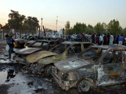 Una explosión en un taller de reparación de autos dejó dos muertos y tres heridos al norte de la comunidad de Taji. EFE / M. Jalil