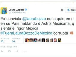 Después de referirse a Bozzo, la actriz retuiteó mensajes de apoyo de sus seguidores. TWITTER / @LAURAZAPATAM