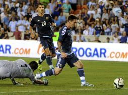 Los goles fueron obra de Lavezzi, Agüero, Messi y el debutante Ángel Correa. AP / E. Smith