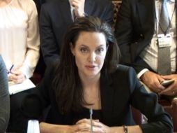 Jolie manifiesta su gratitud hacia el Reino Unido y su gobierno por haber encabezado la respuesta a la violencia sexual. AFP / HO