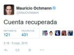 'Gracias a todos por el apoyo. Todo lo relacionado con pornografía lo desapruebo', menciona Ochmann. TWITTER / @MauOchmann