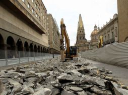 Avenida 16 de Septiembre, intervenida para la construcción de una terminal del Tren Ligero. EL INFORMADOR / ARCHIVO