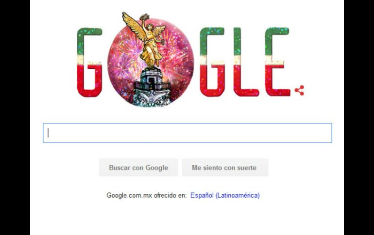 Google adornó su página para felicitar a los mexicanos por sus fiestas patrias. ESPECIAL / google.com