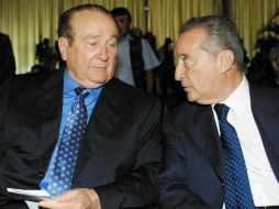 Eugenio Figueredo (d), con el expresidente de Conmebol, Nicolás Leoz, también involucrado. AFP / ARCHIVO