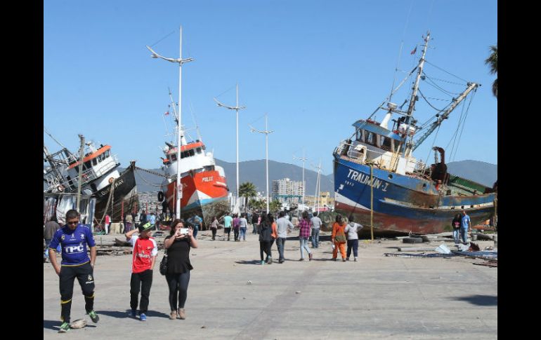 Así quedó el puerto de la localidad costera de Coquimbo, Chile, tras el tsunami. EFE / M. Ruiz