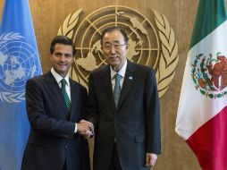 Peña Nieto expresó a Ki-Moon el beneplácito de México por la adopción del documento final de la Agenda 2030. EFE / E. Bayer