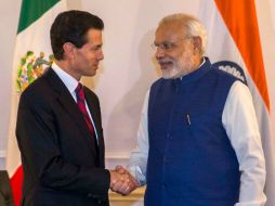 El Presidente Enrique Peña Nieto, y el primer ministro de la India, Narendra Modi. NTX / Especial