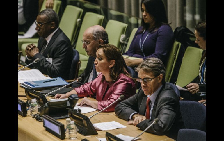 La canciller mexicana participa en un foro de alto nivel sobre migración, organizado en la sede la ONU en Nueva York. EFE / C. Gregory