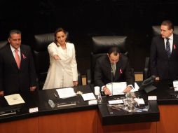 Luego de que Ruiz Massieu hiciera un resumen de sus actividades en la SRE, los senadores participaron en la tribuna. SUN / R. Romero