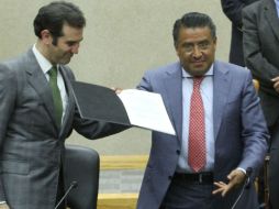 Horacio Duarte (d), el representante del partido en el INE, critica la asignación de diputaciones de representación proporcional. NTX / ARCHIVO