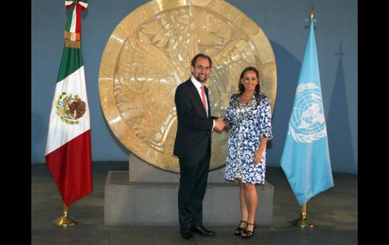 Zeid Ra'ad Al Hussein y Claudia Ruiz Massieu. TWITTER / @SRE_mx