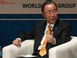 Ban Ki-moon participó en la reunión anual del Fondo Monetario Internacional (FMI) y Banco Mundial celebrada en Perú. EFE / E. Arias