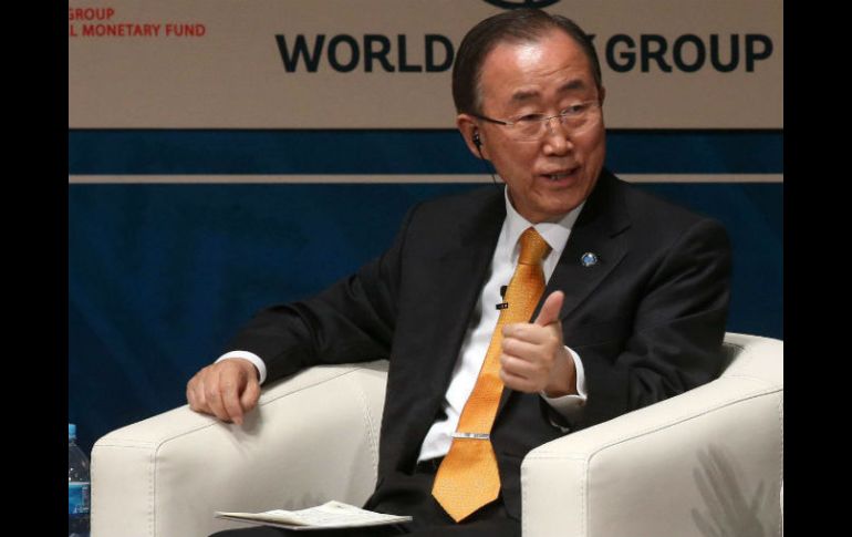 Ban Ki-moon participó en la reunión anual del Fondo Monetario Internacional (FMI) y Banco Mundial celebrada en Perú. EFE / E. Arias