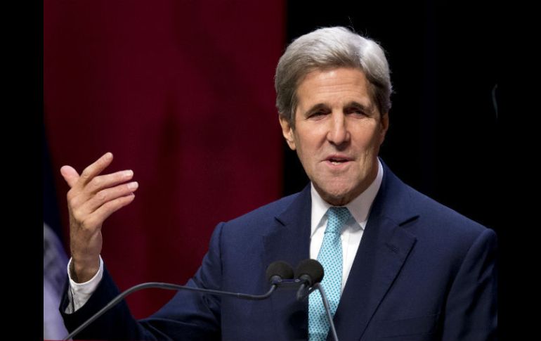 Kerry durante un discurso en la escuela de Estudios Globales e Internacionales de la Universidad de Indiana. AP / M. Conroy