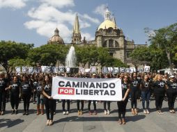 Con pancartas, alertan que México ocupa el tercer lugar en América Latina y quinto lugar a nivel mundial en trata de personas. EL INFORMADOR / A. Camacho