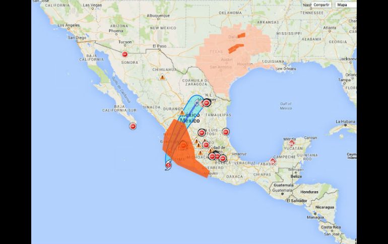 El Mapa de Crisis muestra información relevante del huracán y permite que terceros agreguen capas informativas. ESPECIAL / Google Maps