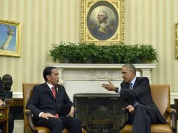 Joko Widodo se reunió con Barack Obama en su primera visita a Washington desde que obtuvo el cargo. AP / S. Walsh