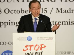 El secretario de la ONU en la clausura de ''Madrid+10. Prevención y Lucha contra el Extremismo Violento''. AFP / J. Solano