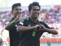 Pablo Lopez celebra su gol al minuto 60 del encuentro. MEXSPORT / D. Yankovic