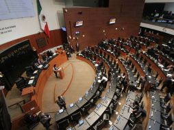 Aspecto de la sesión en el Senado de la República durante este miércoles en la noche. NTX / C. Mejía