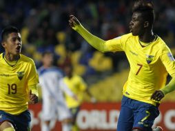 Washington Corozo celebra su gol al minuto 17. AFP / D. Yankovic