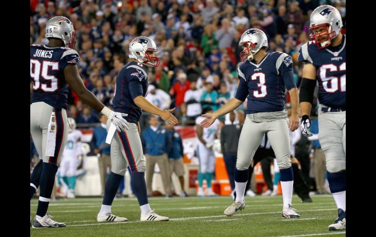 Stephen Gostkowski rompió la marca de la franquicia al acertar desde las yardas 52 y 36 para registrar 26 seguidos. AFP / J. Rogash