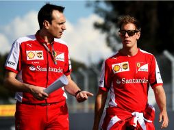 Vettel se preparó en el simulador, será a partir de hoy cuando demuestre sus habilidades al volante. AFP / L. Baron