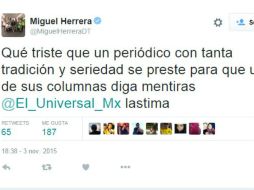 El técnico hizo el comentario en redes sociales. ESPECIAL / @MiguelHerreraDT