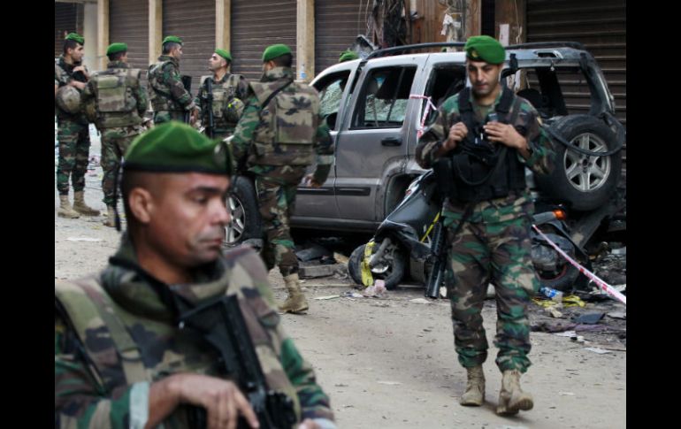 El ejército libanés resguarda el lugar donde ocurrieron las explosiones. AP / B. Hussein