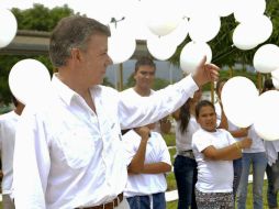 Juan Manuel Santos, presidente de Colombia. Gobierno y rebeldes debaten los dos últimos acuerdos pactados para concretar la paz. EFE / J. Tena