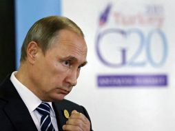 El presidente ruso, Vladimir Putin, durante una rueda de prensa con motivo de la décima Cumbre del G-20. EFE / Y. Kochetkov