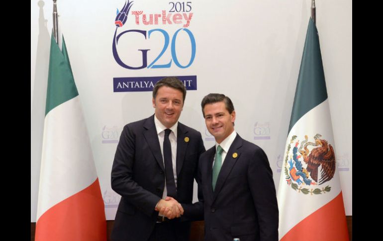 Peña Nieto sostiene una reunión con Renzi durante la cual dialogaron para fortalecer los vínculos entre ambas naciones. NTX / CORTESÍA