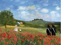 El tema del calendario se inspira en la obra de Monet ''Les Coquelicots'' donde incluye una patrulla de carabineros como fondo. ESPECIAL / carabinieri.it